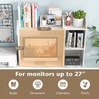3-Tier Desktop Bookshelf Monitor Stand with Storage Organizer, Engineered Wood, 37", 100 lbs Capacity