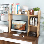 3-Tier Desktop Bookshelf Monitor Stand with Storage Organizer, Engineered Wood, 37", 100 lbs Capacity