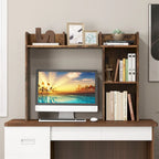 3-Tier Desktop Bookshelf Monitor Stand with Storage Organizer, Engineered Wood, 37", 100 lbs Capacity