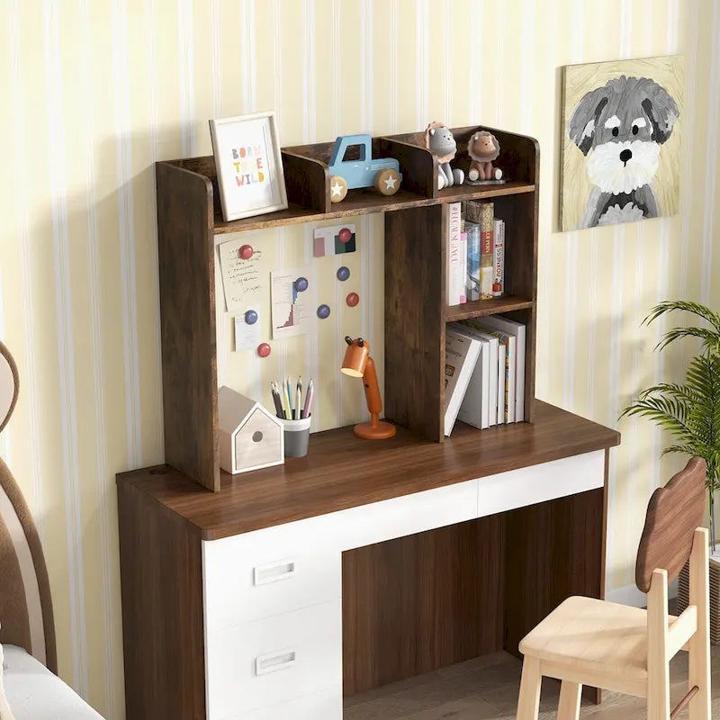 3-Tier Desktop Bookshelf Monitor Stand with Storage Organizer, Engineered Wood, 37", 100 lbs Capacity