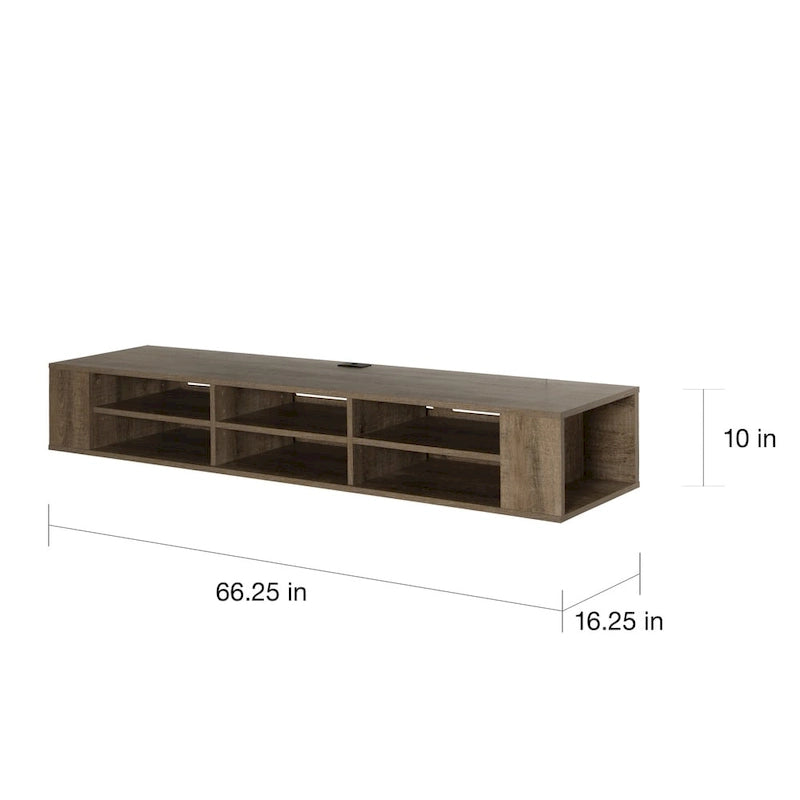 66" Wall Mounted Media Console with Adjustable Shelves | Multiple Finishes