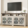 TV Stand for 80 inch, Mid Century Modern Entertainment Center with LED Lights and Storage - 65 inches