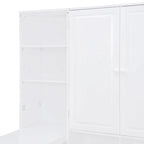 Twin/Full Daybed Frame with Built-In Desk, Bookcase, 3 Drawers & Storage Cabinet – Gray/White