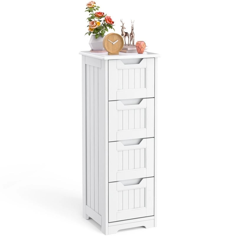 33" Freestanding Storage Cabinet with 4 Drawers, Wood, for Kitchen Bathroom Dining Room