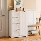 33" Freestanding Storage Cabinet with 4 Drawers, Wood, for Kitchen Bathroom Dining Room