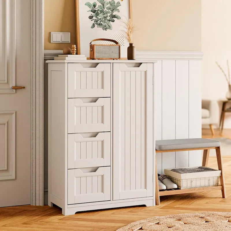33" Freestanding Storage Cabinet with 4 Drawers, Wood, for Kitchen Bathroom Dining Room