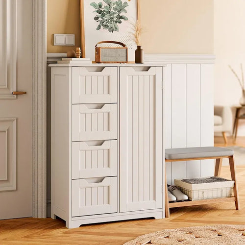 33" Freestanding Storage Cabinet with 4 Drawers, Wood, for Kitchen Bathroom Dining Room