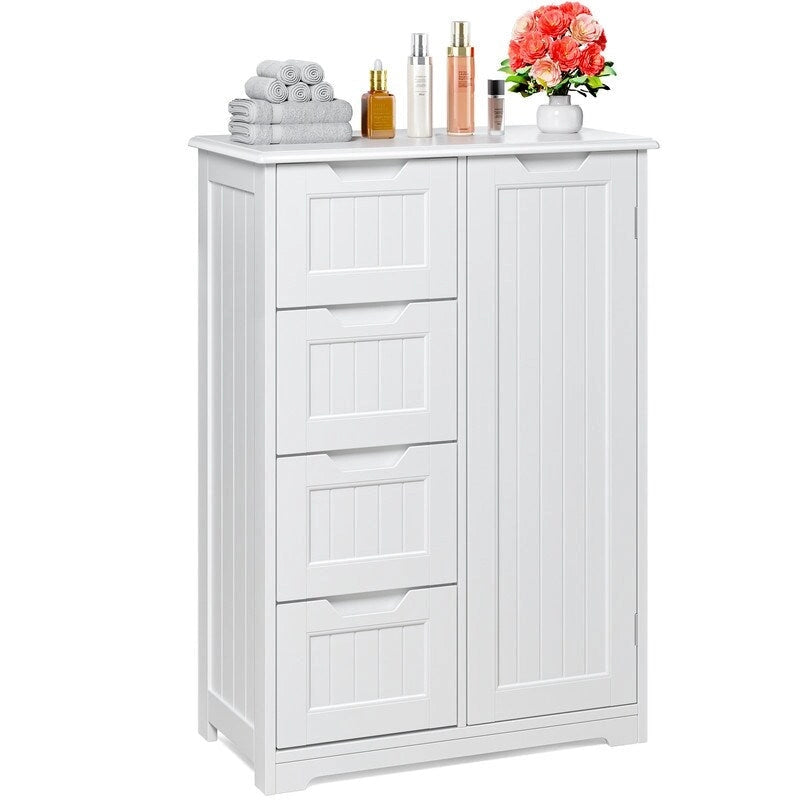 33" Freestanding Storage Cabinet with 4 Drawers, Wood, for Kitchen Bathroom Dining Room