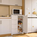 33" Freestanding Storage Cabinet with 4 Drawers, Wood, for Kitchen Bathroom Dining Room