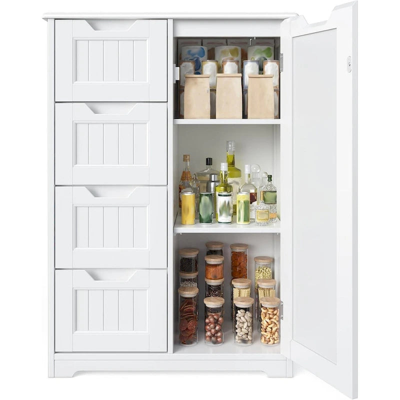 33" Freestanding Storage Cabinet with 4 Drawers, Wood, for Kitchen Bathroom Dining Room