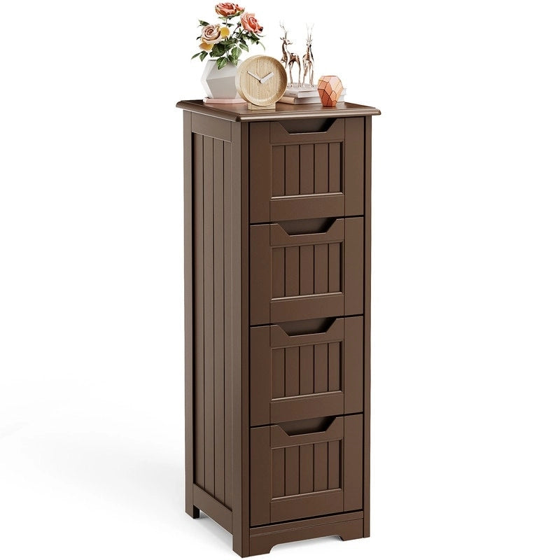33" Freestanding Storage Cabinet with 4 Drawers, Wood, for Kitchen Bathroom Dining Room