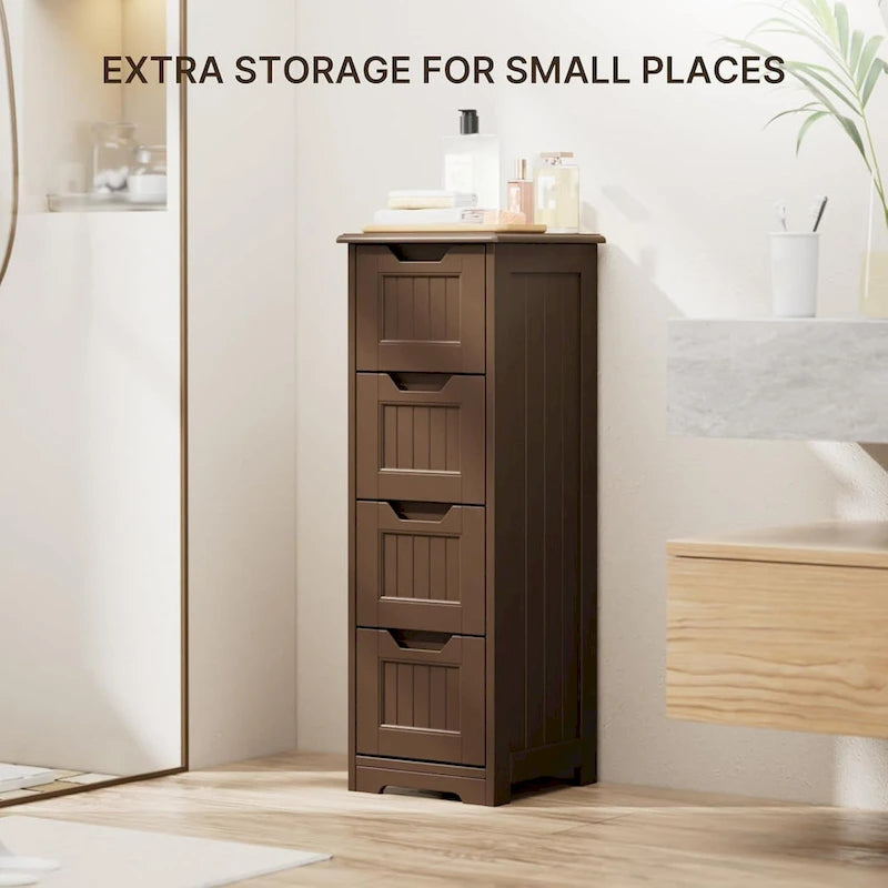 33" Freestanding Storage Cabinet with 4 Drawers, Wood, for Kitchen Bathroom Dining Room