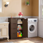 33" Freestanding Storage Cabinet with 4 Drawers, Wood, for Kitchen Bathroom Dining Room