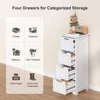 33" Freestanding Storage Cabinet with 4 Drawers, Wood, for Kitchen Bathroom Dining Room