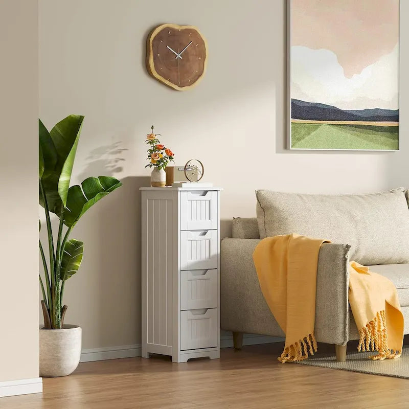 33" Freestanding Storage Cabinet with 4 Drawers, Wood, for Kitchen Bathroom Dining Room