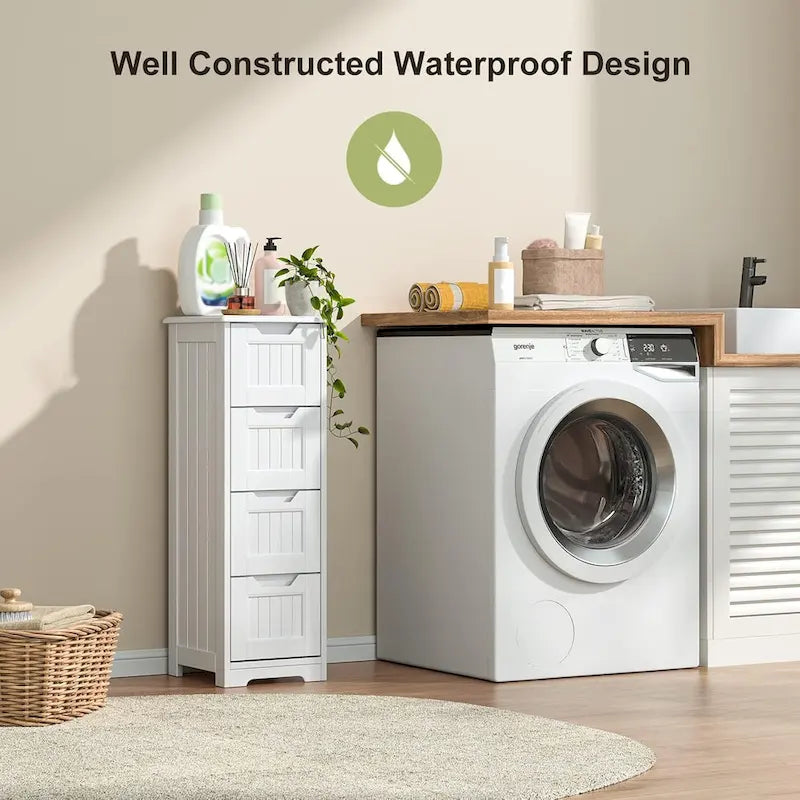 33" Freestanding Storage Cabinet with 4 Drawers, Wood, for Kitchen Bathroom Dining Room