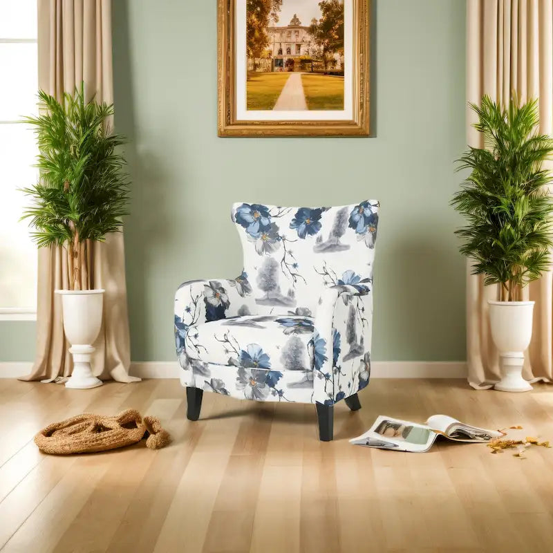 High Back Upholstered Accent Armchair with Multi-Pattern Fabric, 30.25" Wide
