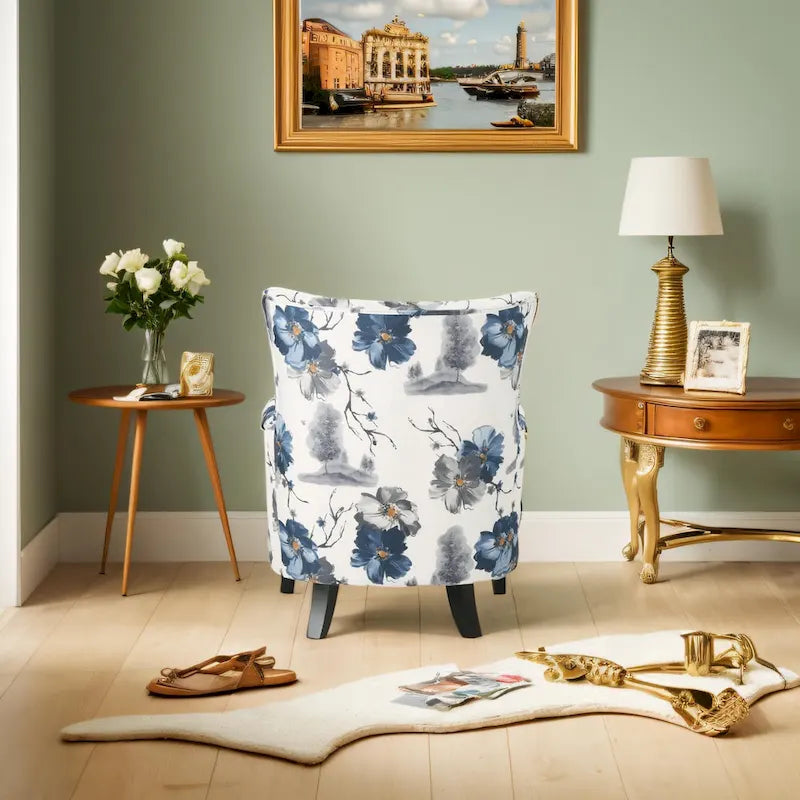 High Back Upholstered Accent Armchair with Multi-Pattern Fabric, 30.25" Wide