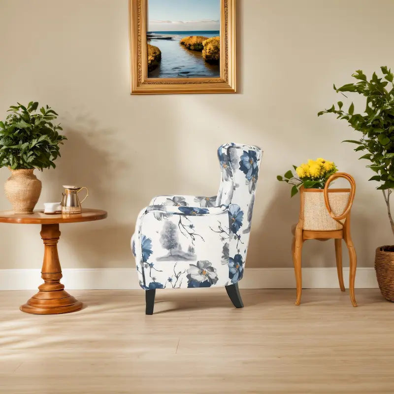 High Back Upholstered Accent Armchair with Multi-Pattern Fabric, 30.25" Wide