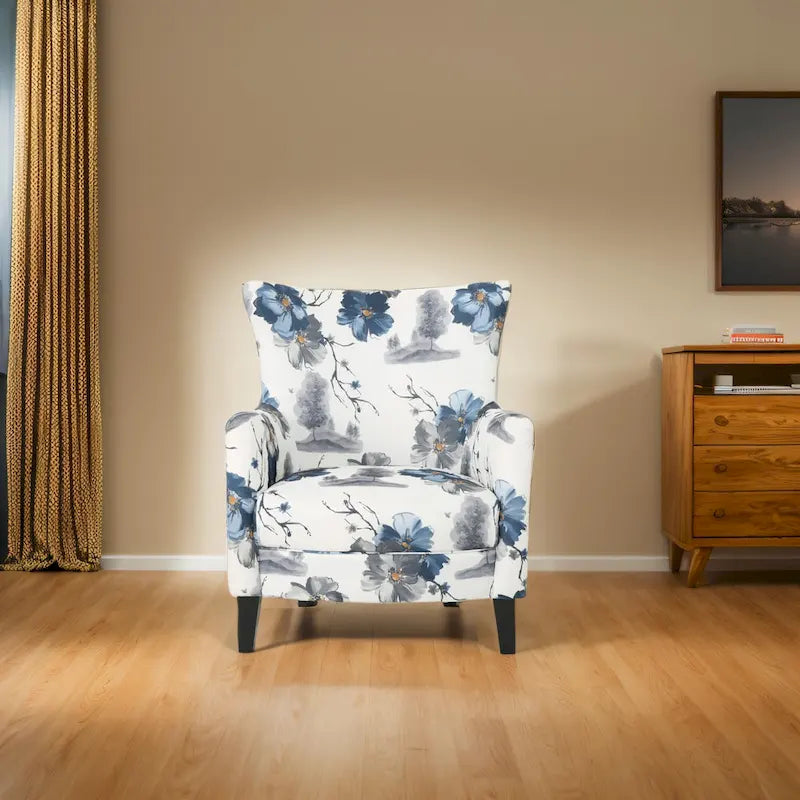 High Back Upholstered Accent Armchair with Multi-Pattern Fabric, 30.25" Wide