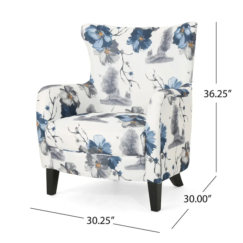 High Back Upholstered Accent Armchair with Multi-Pattern Fabric, 30.25" Wide