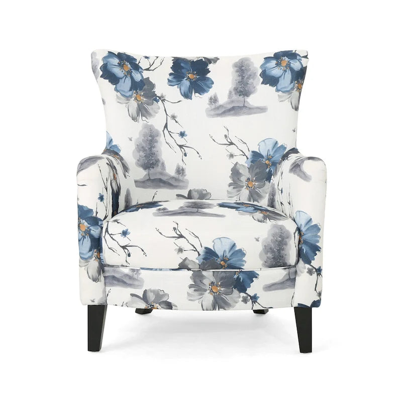 High Back Upholstered Accent Armchair with Multi-Pattern Fabric, 30.25" Wide