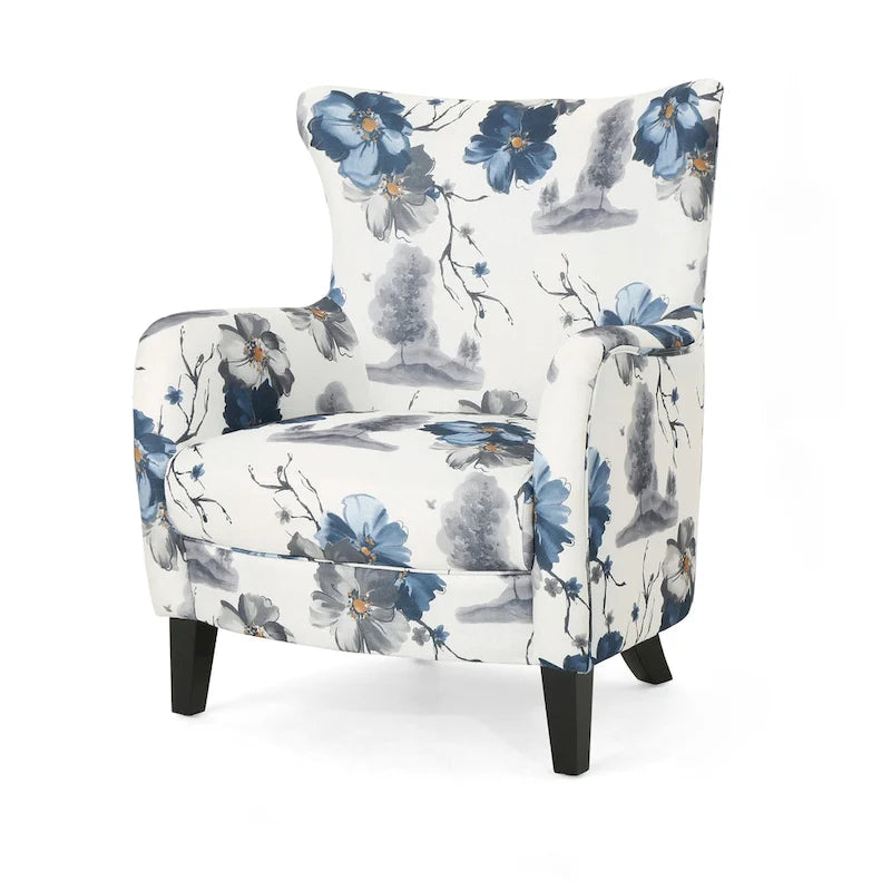 High Back Upholstered Accent Armchair with Multi-Pattern Fabric, 30.25" Wide