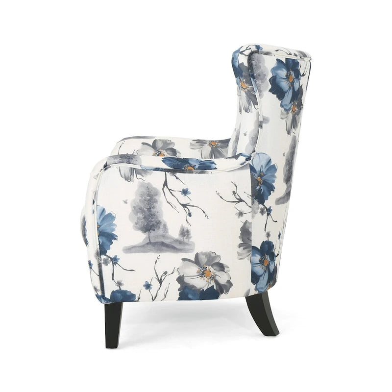 High Back Upholstered Accent Armchair with Multi-Pattern Fabric, 30.25" Wide