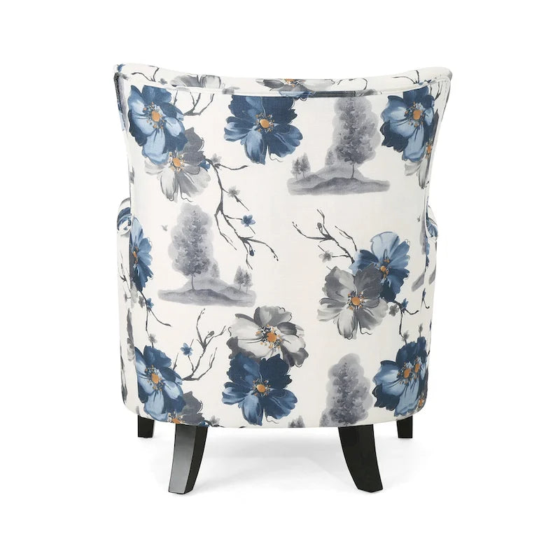 High Back Upholstered Accent Armchair with Multi-Pattern Fabric, 30.25" Wide