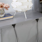 3-Drawer Nightstand with USB Ports | Crown Molding | Felt-Lined Top Drawer | Grey & White