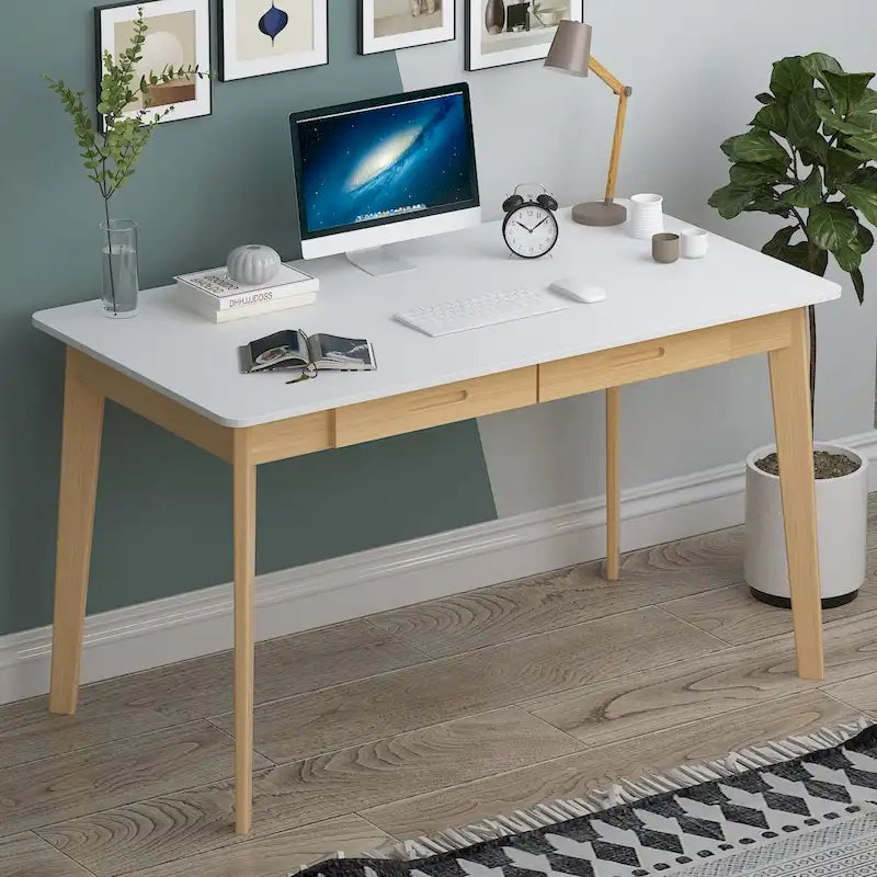 47.2" Computer Desk with 2 Drawers, Particle Board, Waterproof Surface, 4 Colors