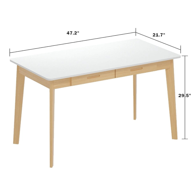 47.2" Computer Desk with 2 Drawers, Particle Board, Waterproof Surface, 4 Colors