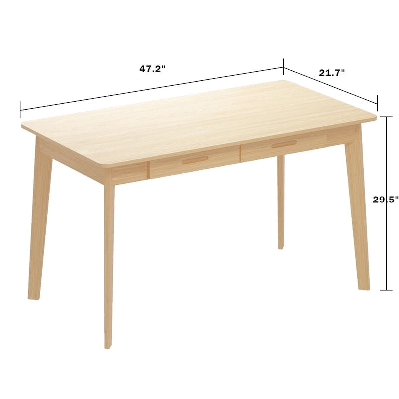47.2" Computer Desk with 2 Drawers, Particle Board, Waterproof Surface, 4 Colors