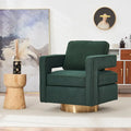 360° Swivel Barrel Accent Chair, Faux Fabric Upholstery, Track Arms, 4 Colors
