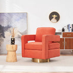 360° Swivel Barrel Accent Chair, Faux Fabric Upholstery, Track Arms, 4 Colors