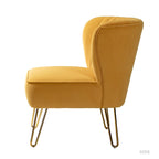 Channel-Tufted Velvet Accent Chair with Golden Metal Legs, Armless Side Chair