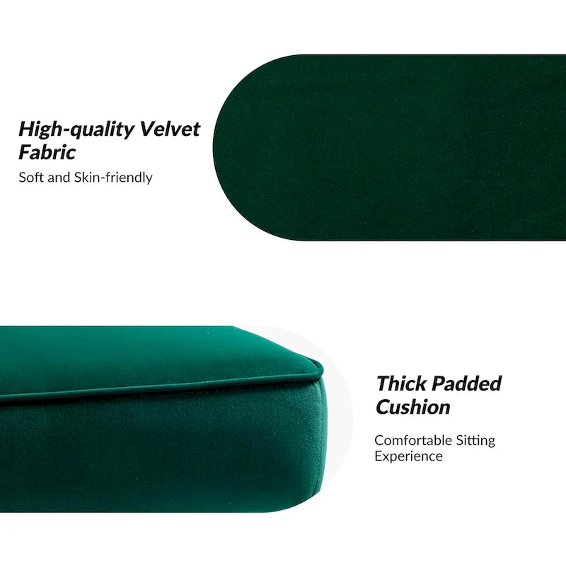 Channel-Tufted Velvet Accent Chair with Golden Metal Legs, Armless Side Chair