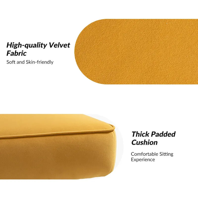 Channel-Tufted Velvet Accent Chair with Golden Metal Legs, Armless Side Chair