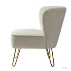 Channel-Tufted Velvet Accent Chair with Golden Metal Legs, Armless Side Chair
