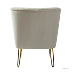 Channel-Tufted Velvet Accent Chair with Golden Metal Legs, Armless Side Chair