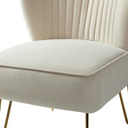 Channel-Tufted Velvet Accent Chair with Golden Metal Legs, Armless Side Chair
