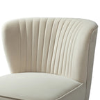 Channel-Tufted Velvet Accent Chair with Golden Metal Legs, Armless Side Chair