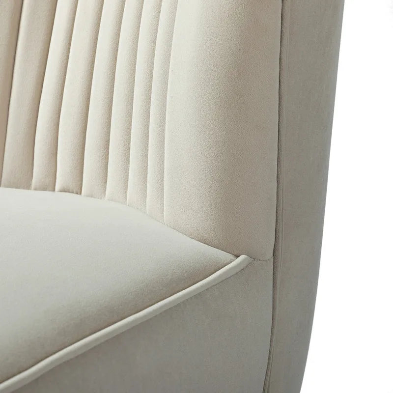 Channel-Tufted Velvet Accent Chair with Golden Metal Legs, Armless Side Chair