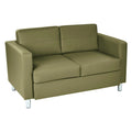 Faux Leather Loveseat with Antimicrobial Fabric, Box Spring Seat, Silver Legs, 51.5"W