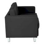 Faux Leather Loveseat with Antimicrobial Fabric, Box Spring Seat, Silver Legs, 51.5"W