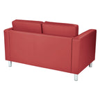 Faux Leather Loveseat with Antimicrobial Fabric, Box Spring Seat, Silver Legs, 51.5"W