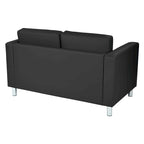 Faux Leather Loveseat with Antimicrobial Fabric, Box Spring Seat, Silver Legs, 51.5"W