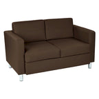 Faux Leather Loveseat with Antimicrobial Fabric, Box Spring Seat, Silver Legs, 51.5"W