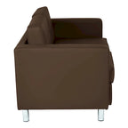 Faux Leather Loveseat with Antimicrobial Fabric, Box Spring Seat, Silver Legs, 51.5"W