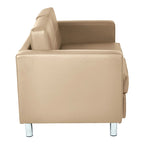 Faux Leather Loveseat with Antimicrobial Fabric, Box Spring Seat, Silver Legs, 51.5"W